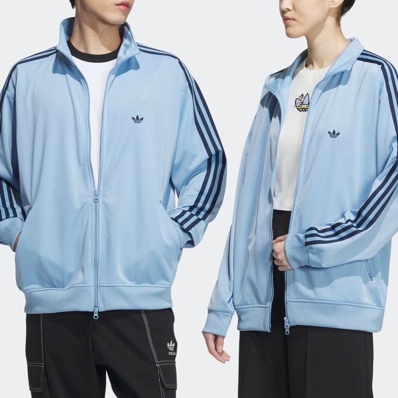 adidas Originals Trefoil Striped Logo Print Retro Zip Jacket Light Blue Unisex IK9150 圖 8