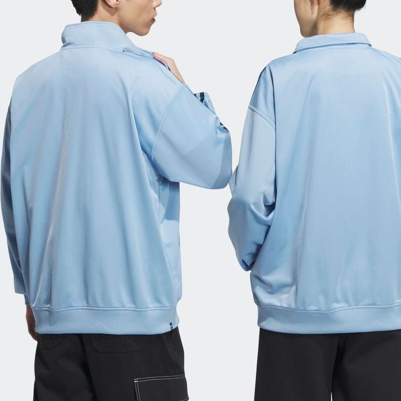 adidas Originals Trefoil Striped Logo Print Retro Zip Jacket Light Blue Unisex IK9150 圖 9