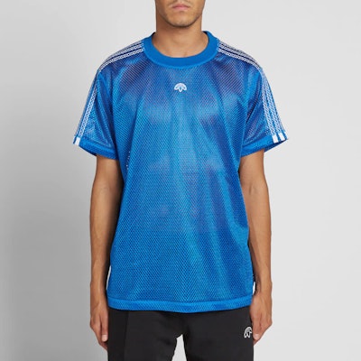 adidas Originals Trefoil Striped Mesh Crewneck T-Shirt Blue Tee CV5284 Shop adidas Originals Trefoil Striped Mesh Crewneck T-Shirt Blue Tee CV5284