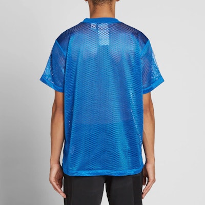adidas Originals Trefoil Striped Mesh Crewneck T-Shirt Blue Tee CV5284 Purchase adidas Originals Trefoil Striped Mesh Crewneck T-Shirt Blue Tee CV5284