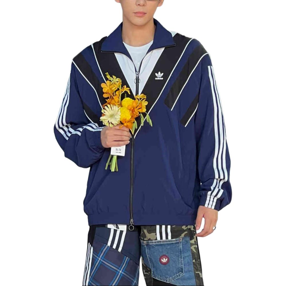 Purchase adidas Originals 三葉草男女藍色防風透氣拉鍊外套 JW9740