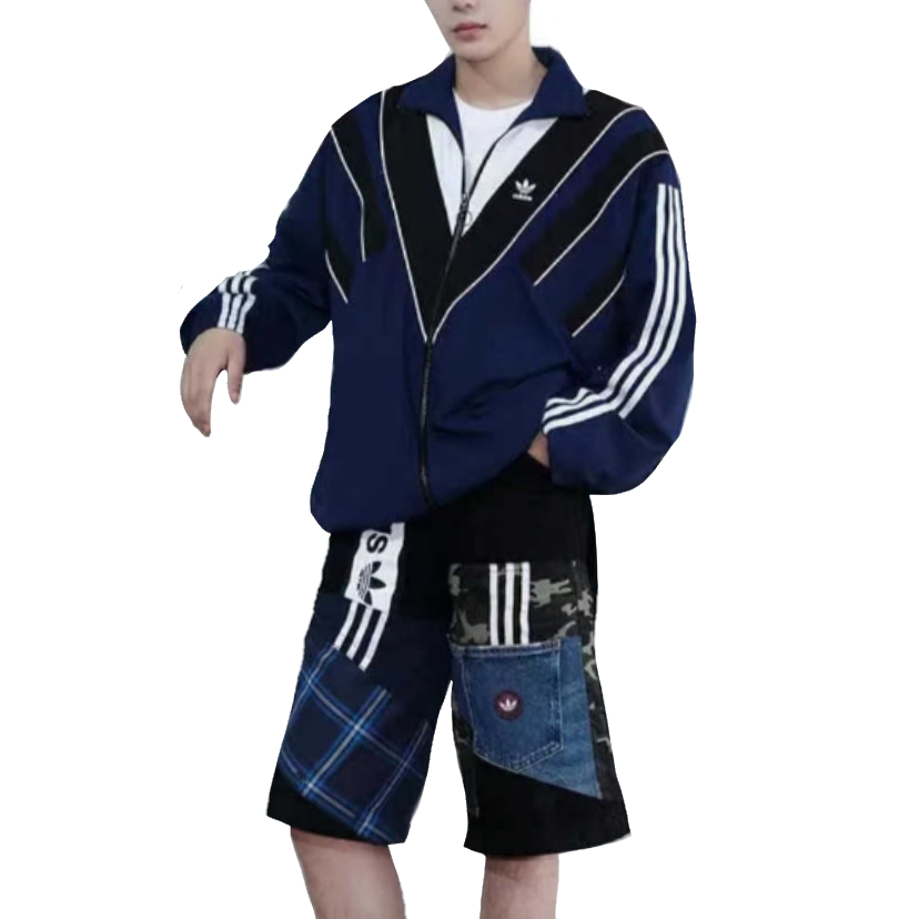 Sizing adidas Originals 三葉草男女藍色防風透氣拉鍊外套 JW9740