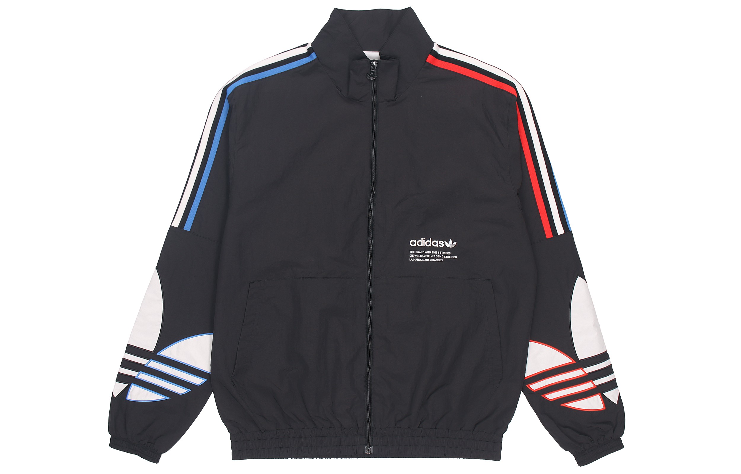 adidas Originals Tricol TT Embroidered Logo Track Jacket Black Men’s Asia Edition GN3582