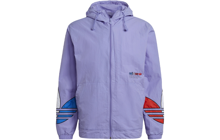 adidas Originals Tricol Windbreaker Logo Hooded Jacket Men’s Light Purple GN3560