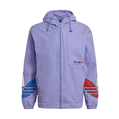 adidas Originals Tricol Windbreaker Logo Hooded Jacket Men’s Light Purple GN3560