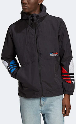 adidas Originals Tricolor Windbreaker Hooded Jacket Hitam Lari秋 GN3559 Shop adidas Originals Tricolor Windbreaker Hooded Jacket Hitam Lari秋 GN3559