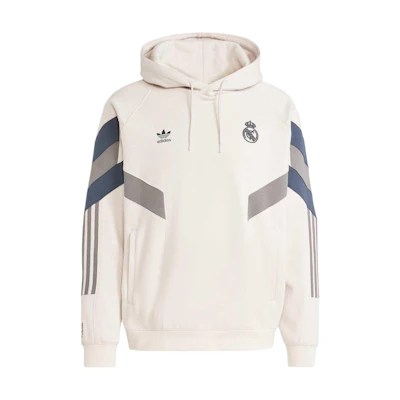 adidas Originals Unisex Retro Football Striped Hoodie Cream with Logo Embroidery IM7466