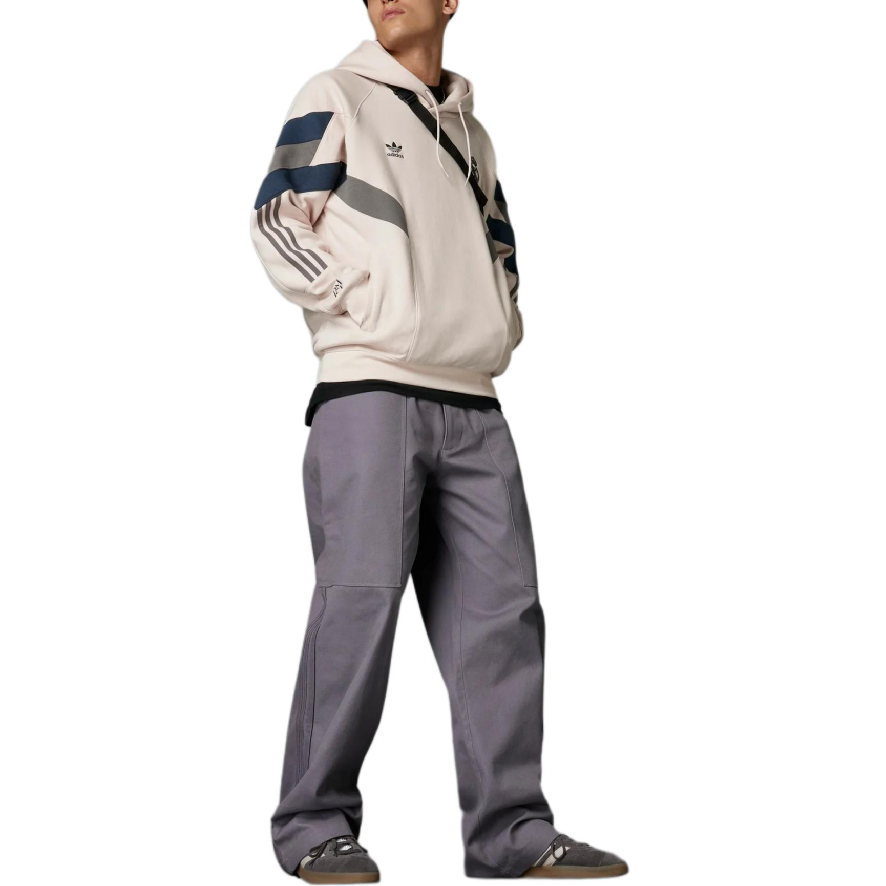 Purchase アディダス オリジナル ユニセックス レトロ フットボール ストライプ パーカー クリーム ロゴ刺繍 IM7466