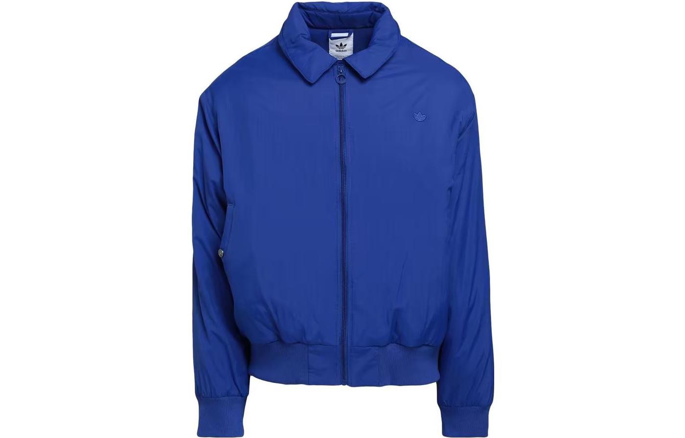 adidas Originals Unisex Solid Color Polo Collar Track Jacket Blue HR2981