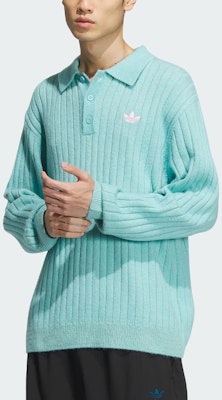 アディダス オリジナルス V-DAY SS24 ストライプ ポロセーター ミントグリーン 男女兼用 バレンタインエディション JE8280 Lookbook アディダス オリジナルス V-DAY SS24 ストライプ ポロセーター ミントグリーン 男女兼用 バレンタインエディション JE8280