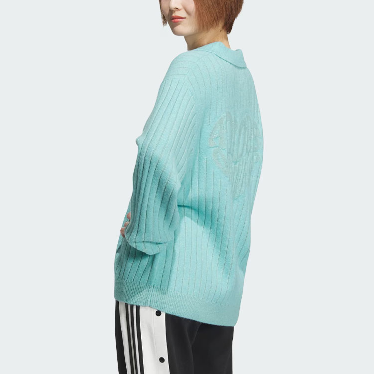 Cheap アディダス オリジナルス V-DAY SS24 ストライプ ポロセーター ミントグリーン 男女兼用 バレンタインエディション JE8280