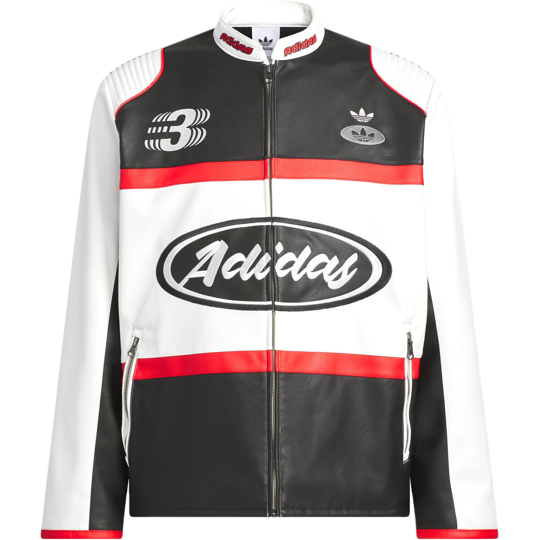 adidas Originals V-DAY SS25 Logo Loose Fit Jacket  White/Black. JM8031