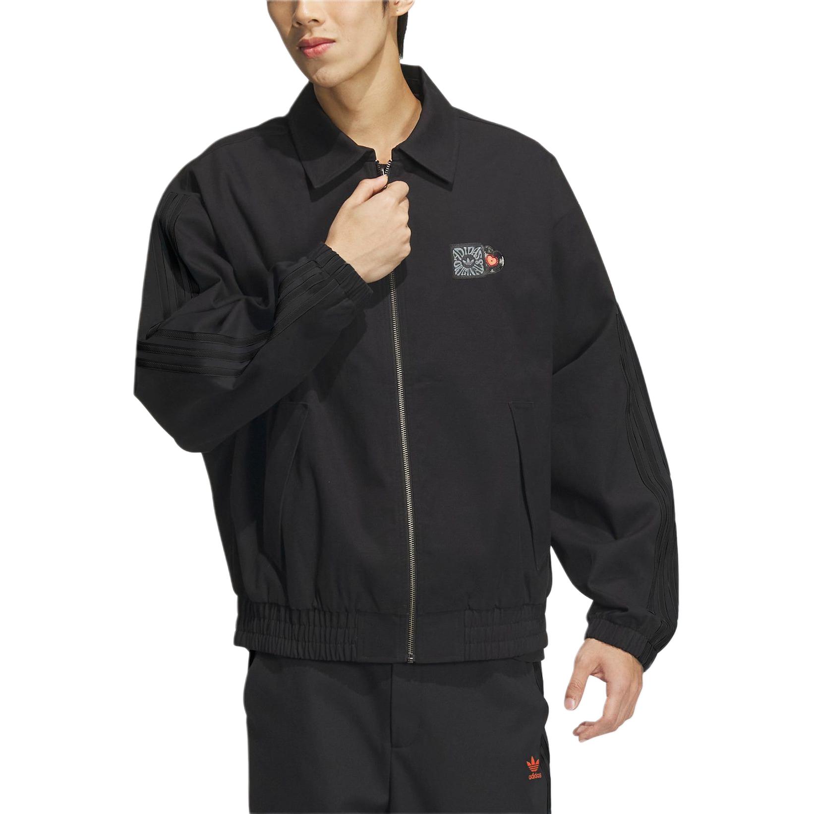 adidas Originals V-DAY Valentine's Jacket Black - Unisex Striped Loose Fit JE3489 圖 3