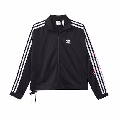 adidas Originals Valentine's Day Track Jacket Black with Side Lace & Heart Embroidery GK7174