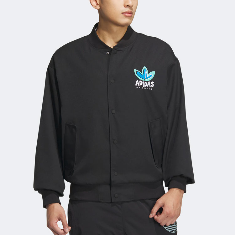 Lookbook 阿迪达斯三叶草情人节爱心Logo男女同款黑色飞行员夹克 IK8663