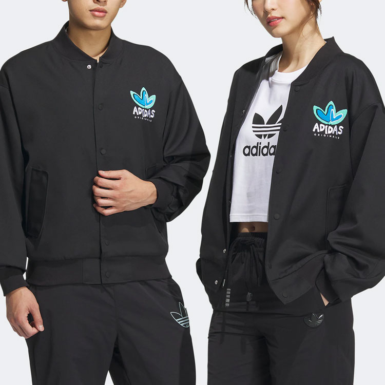 Purchase 阿迪达斯三叶草情人节爱心Logo男女同款黑色飞行员夹克 IK8663