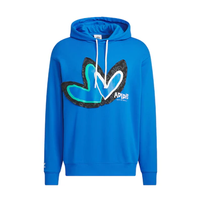 adidas Originals Valentine's Heart Logo Hoodie Blue Unisex Pullover Casualwear IK8650