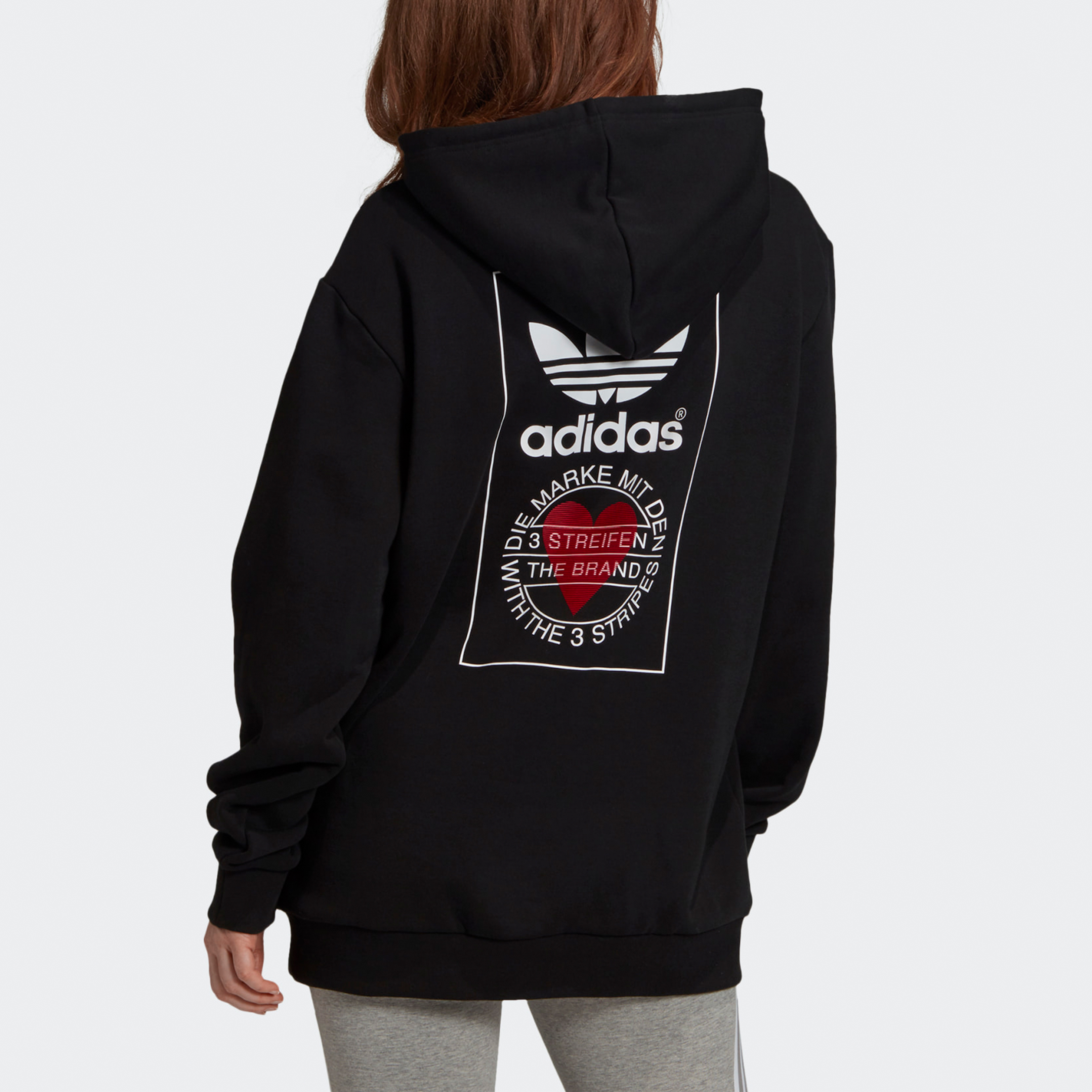 Purchase adidas Originals Valentine's Hoodie Black Pullover with Back Logo GK7164