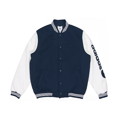 Adidas Originals Varsity Bomber Blue Striped Jacket Fall Collection GE1346