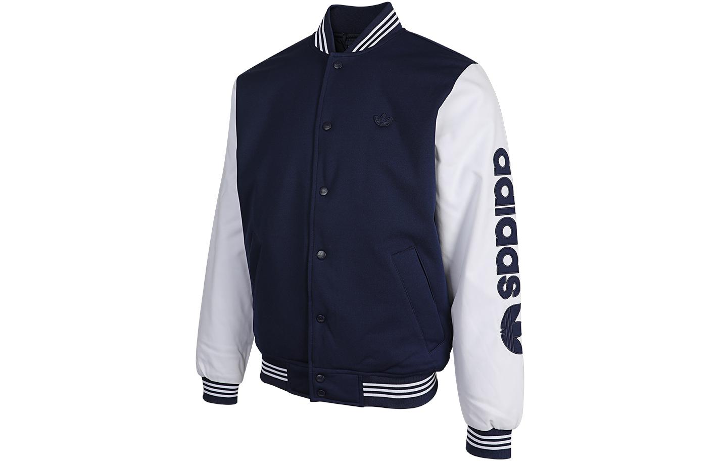 Shop Chaqueta Adidas Originals Varsity Bomber Azul a Rayas Colección Otoño. GE1346