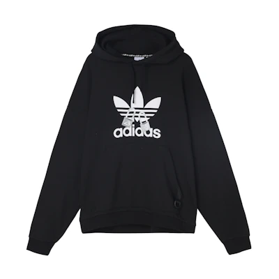 adidas Originals Vday Trefoil Hoodie Black College Style Pullover Sweatshirt HA3654
