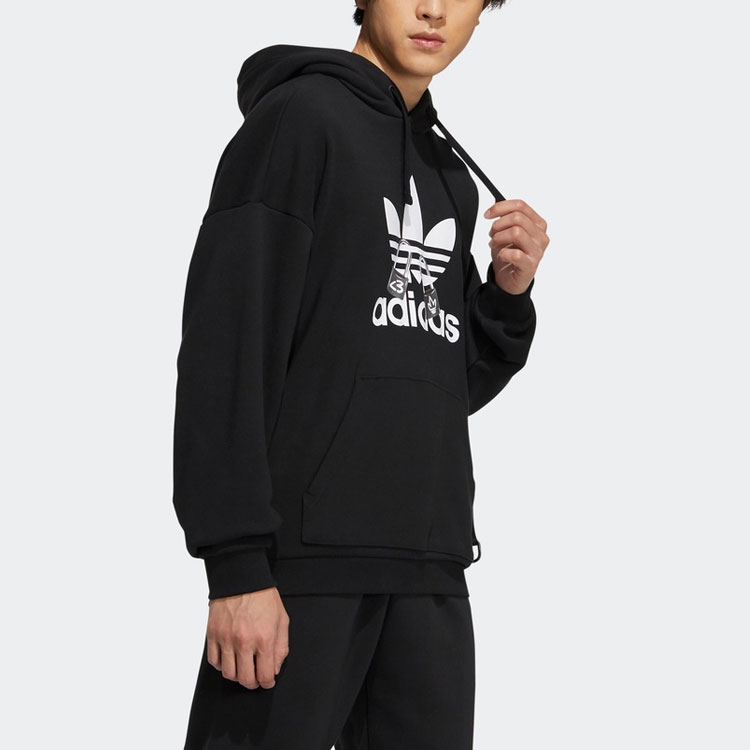 adidas Originals Vday Trefoil Hoodie Black College Style Pullover Sweatshirt HA3654 圖 6