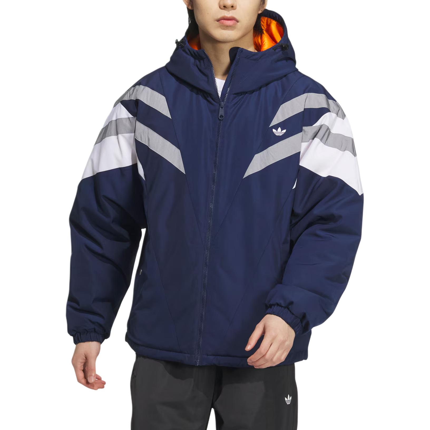 Lookbook adidas Originals Vintage Jaket Olahraga Comfort Navy/Putih. JJ4969