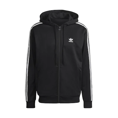 adidas Originals Vintage Stripe Logo Hoodie Jacket Black HB9512