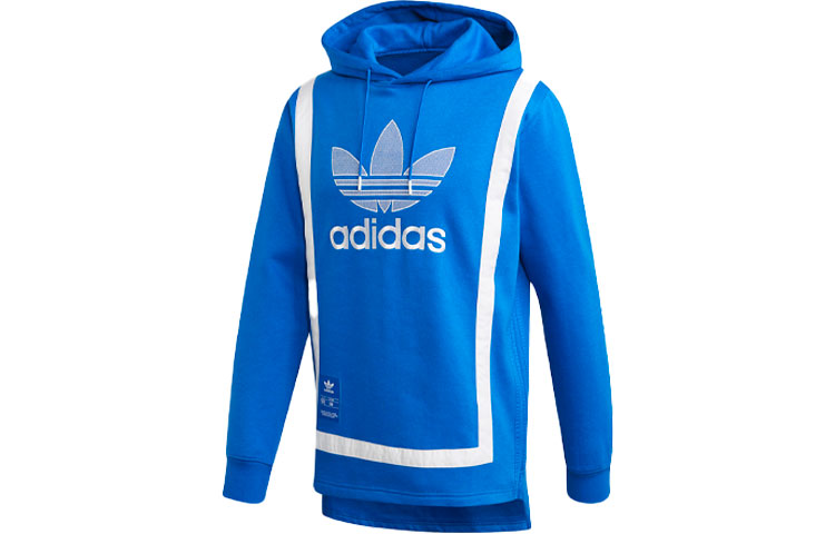 adidas Originals Warmup Logo Print Fleece Hoodie Blue GK0644