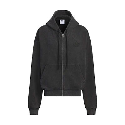 adidas Originals Washed Hooded Jacket Retro Loose Fit Long Sleeve Black Men’s JM7285