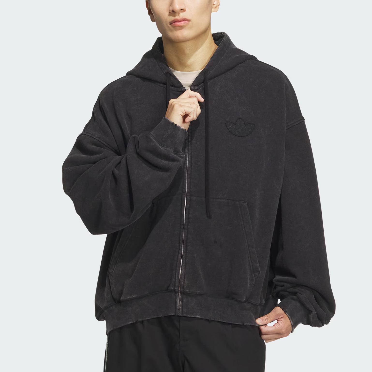 Shop adidas Originals Jaket Hoodie Retro Lengan Panjang Hitam Lelaki Loose Fit JM7285