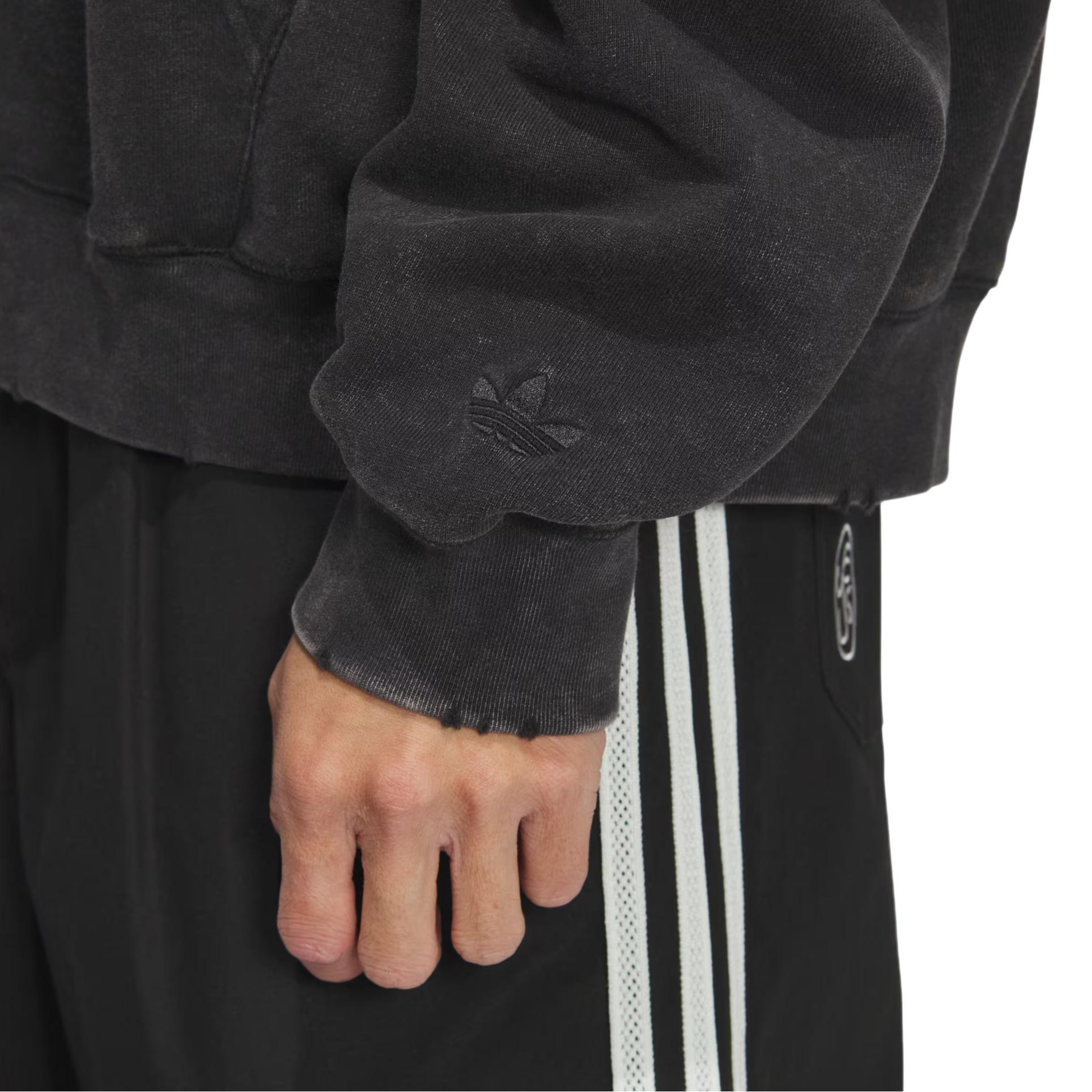 Sizing adidas Originals Jaket Hoodie Retro Lengan Panjang Hitam Lelaki Loose Fit JM7285