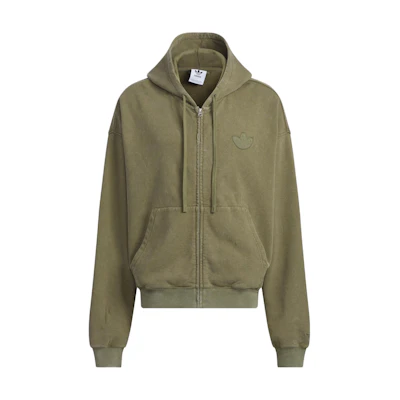 adidas Originals Washed Hooded Jacket Retro Olive Green Long Sleeve Coat JM7286