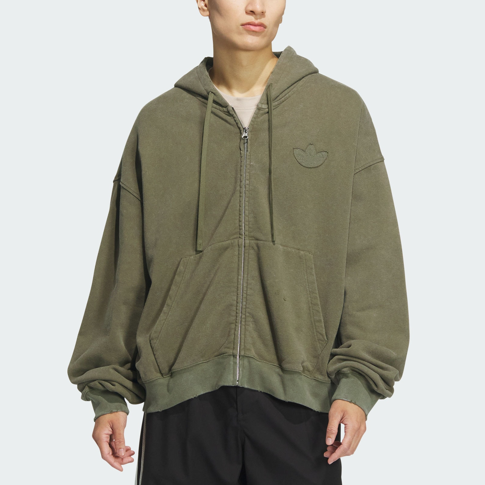 Lookbook adidas Originals 復古橄欖綠洗舊連帽外套長袖夾克 JM7286