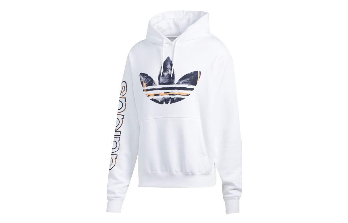 adidas Originals Watercolor Logo Hoodie White Pullover Sweatshirt ED6272