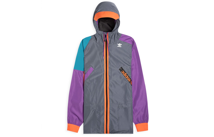 adidas Originals WB Karkaj Retro Colorblock Hooded Jacket Blue Gray FM3693