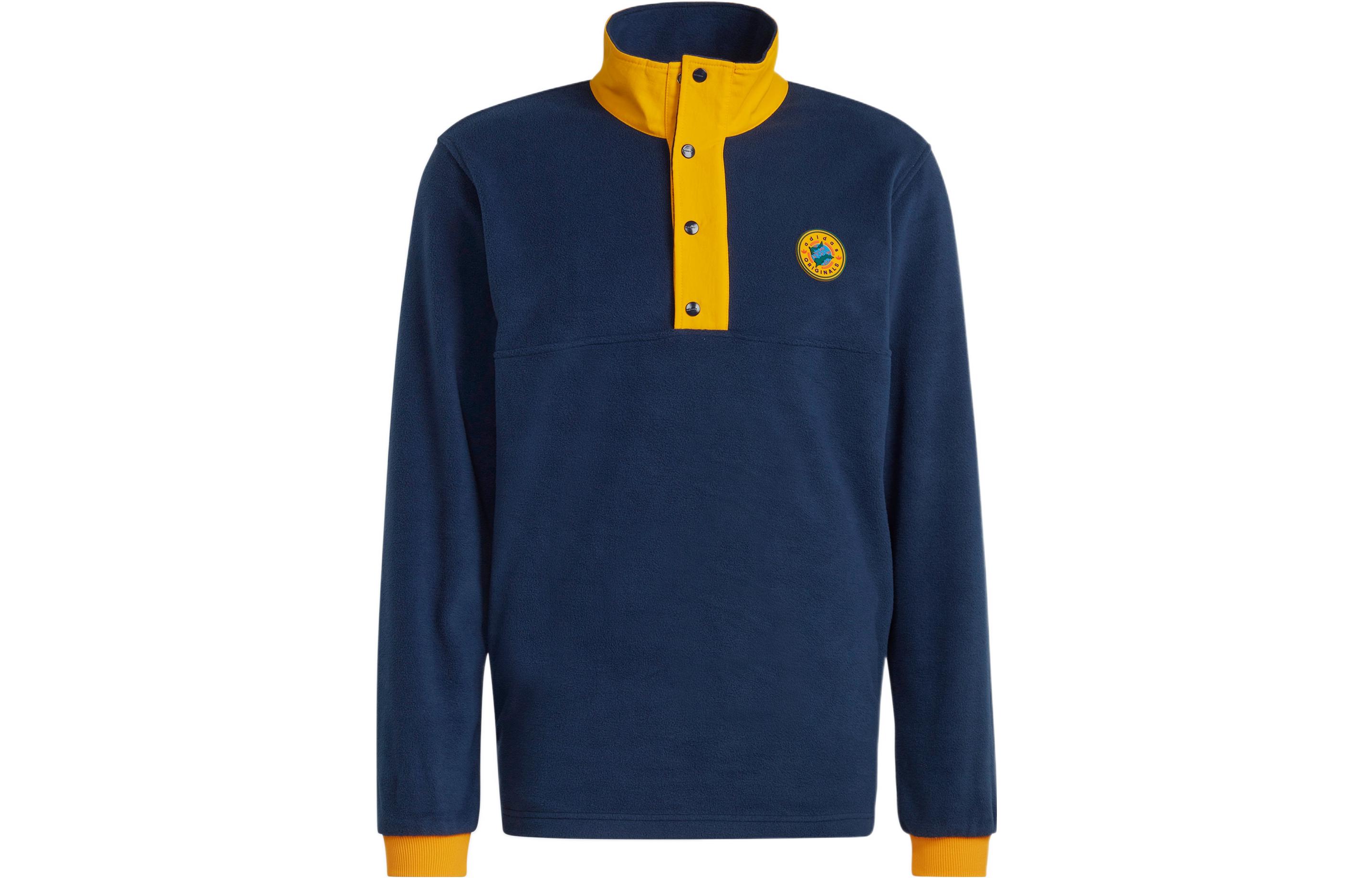 adidas Originals WH Snap Fleece Retro Colorblock Embroidered Sweatshirt Blue II8482