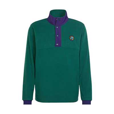 adidas Originals WH Snap Fleece Retro Colorblock Embroidered Sweatshirt Green Men II8483