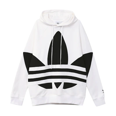 adidas Originals White Big Trefoil Logo Pullover Hoodie FM9909