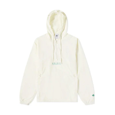 adidas Originals White Letter Print Hooded Windbreaker Jacket HF4913