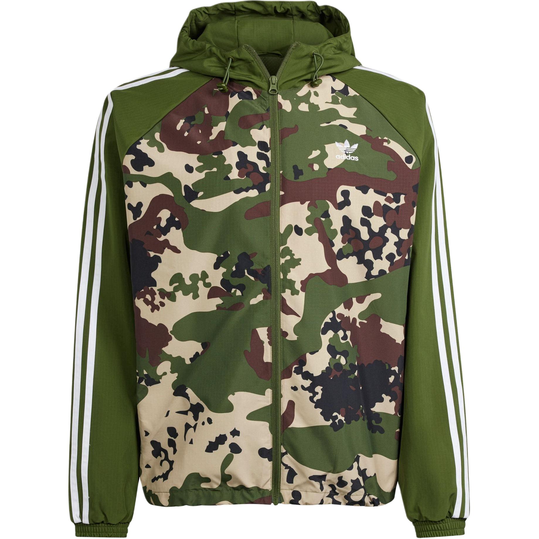 adidas Originals Windbreaker Camo Striped Hooded Jacket Men’s Wild Pine Color IS0260