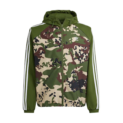adidas Originals Windbreaker Camo Striped Hooded Jacket Men’s Wild Pine Color IS0260