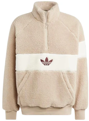 adidas Originals Winter Fleece Jacket Beige Retro Colorblock Logo Outerwear HZ0719 Buy adidas Originals Winter Fleece Jacket Beige Retro Colorblock Logo Outerwear HZ0719