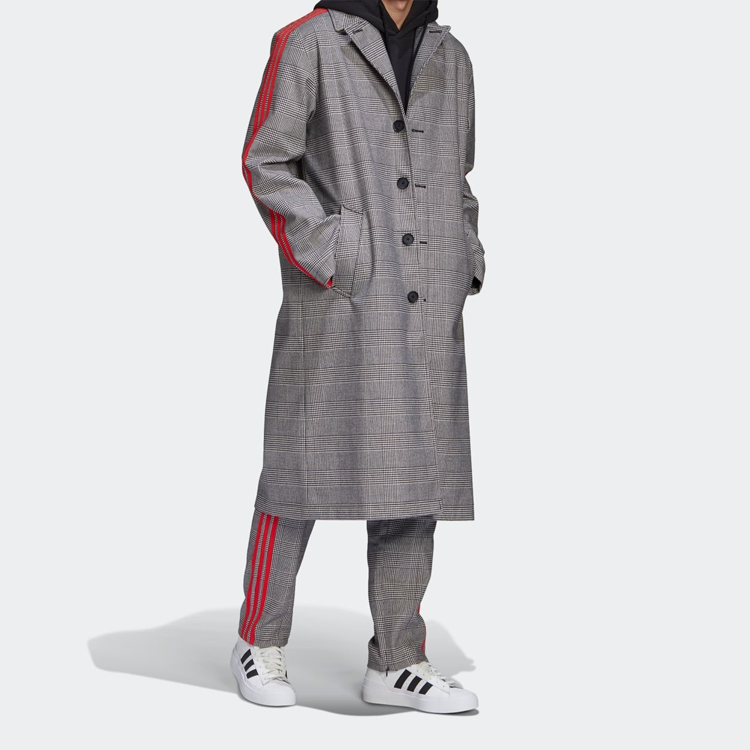 Details for adidas Originals x 424 Grey Checkered Trench Coat Collaboration FS6235