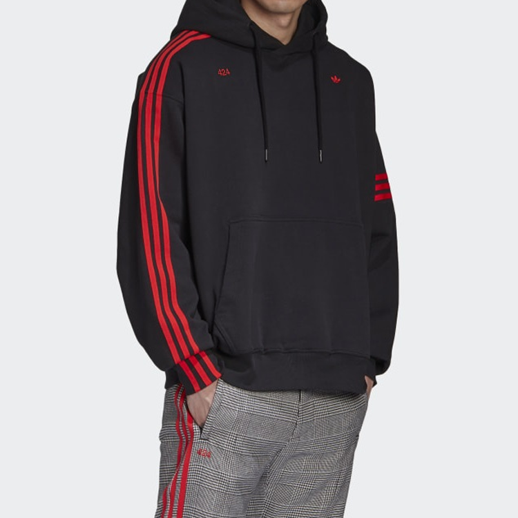 adidas Originals 424 R.Y.V. Asymmetric Stripe Black Hoodie for Men FS6237 圖 6