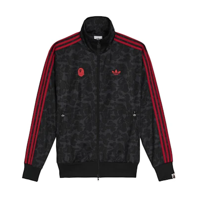 adidas Originals A BATHING APE SS25 Red Black Unisex Stylish Track Jacket. JN7117
