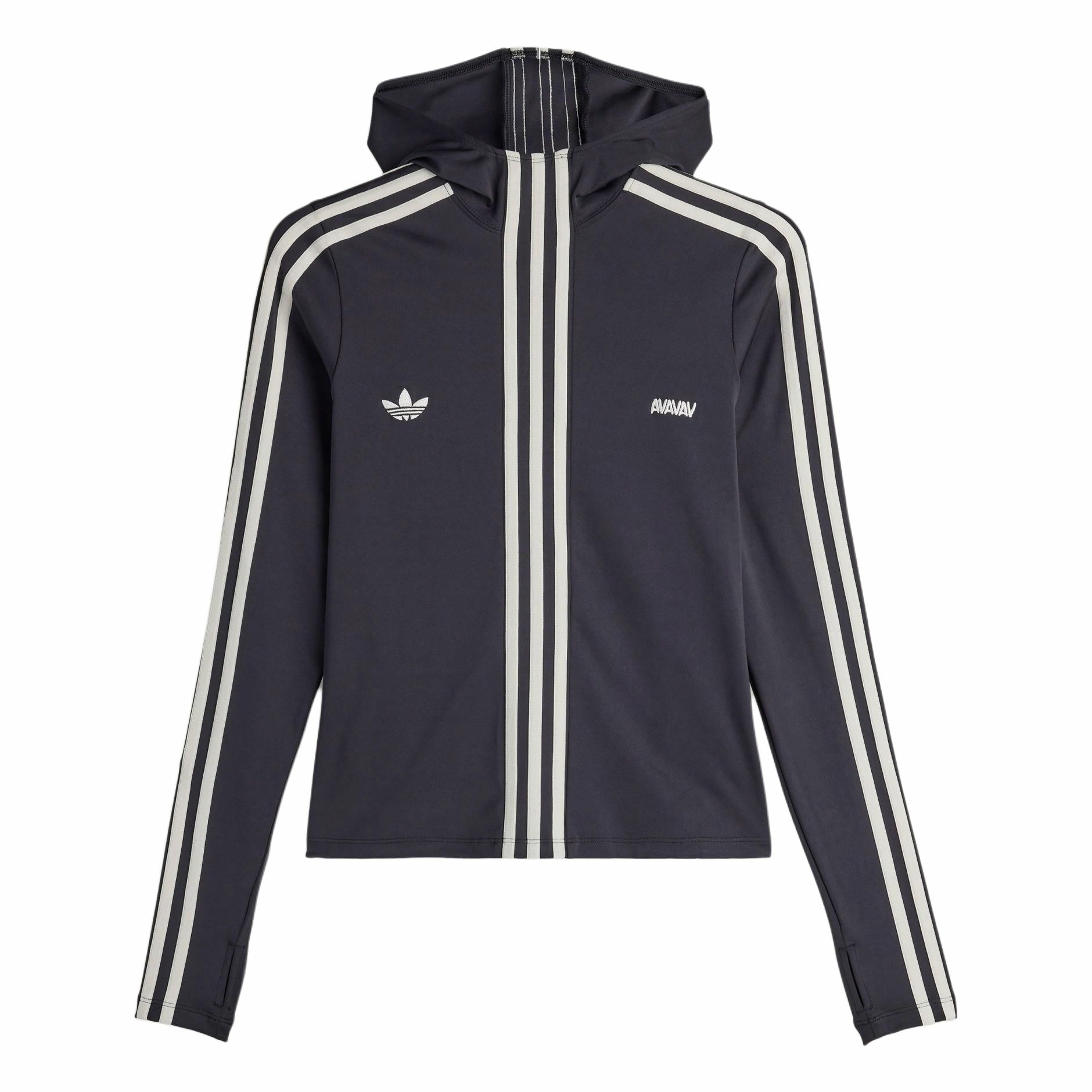 Order adidas Originals x AVAVAV FW24 Jaket Slim Fit Garis Unisex Hitam. JG1426