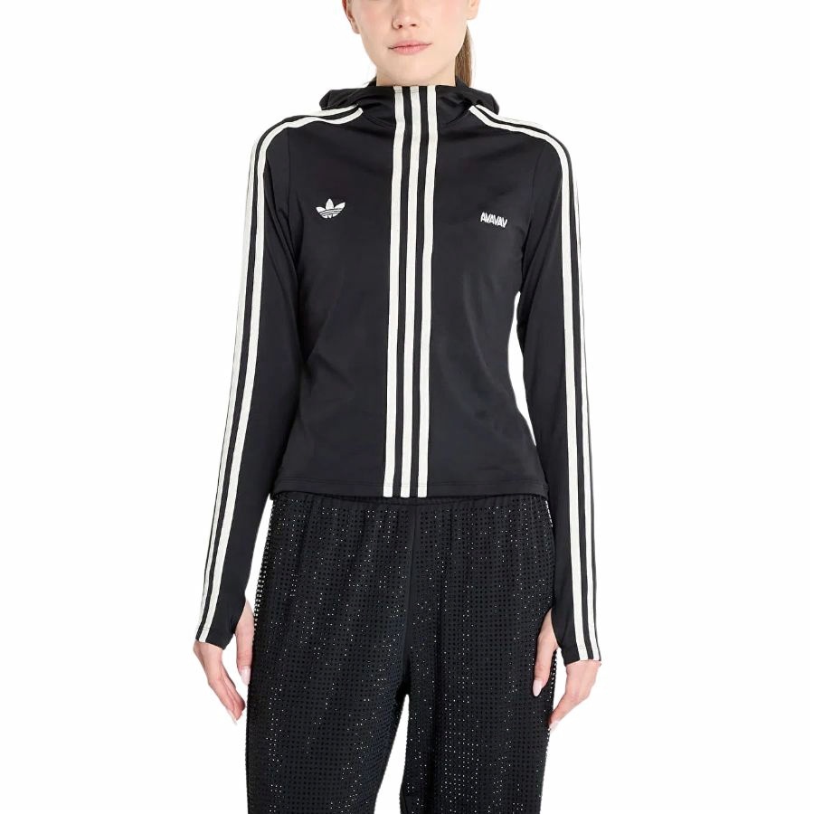 Shop adidas Originals x AVAVAV FW24 Jaket Slim Fit Garis Unisex Hitam. JG1426