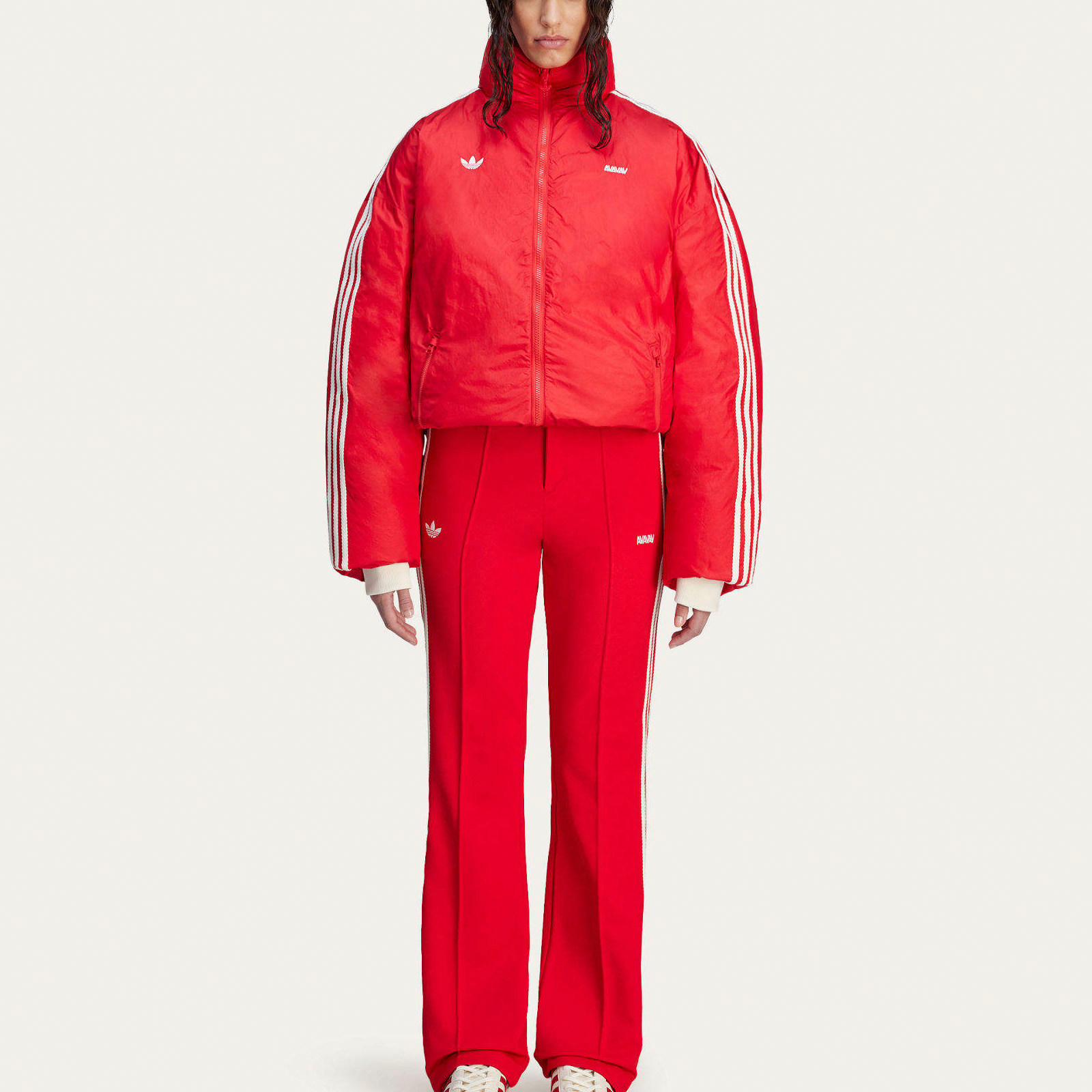 Shop 阿迪达斯原创 x AVAVAV 2024秋冬条纹时尚红色男女同款外套 JG1427