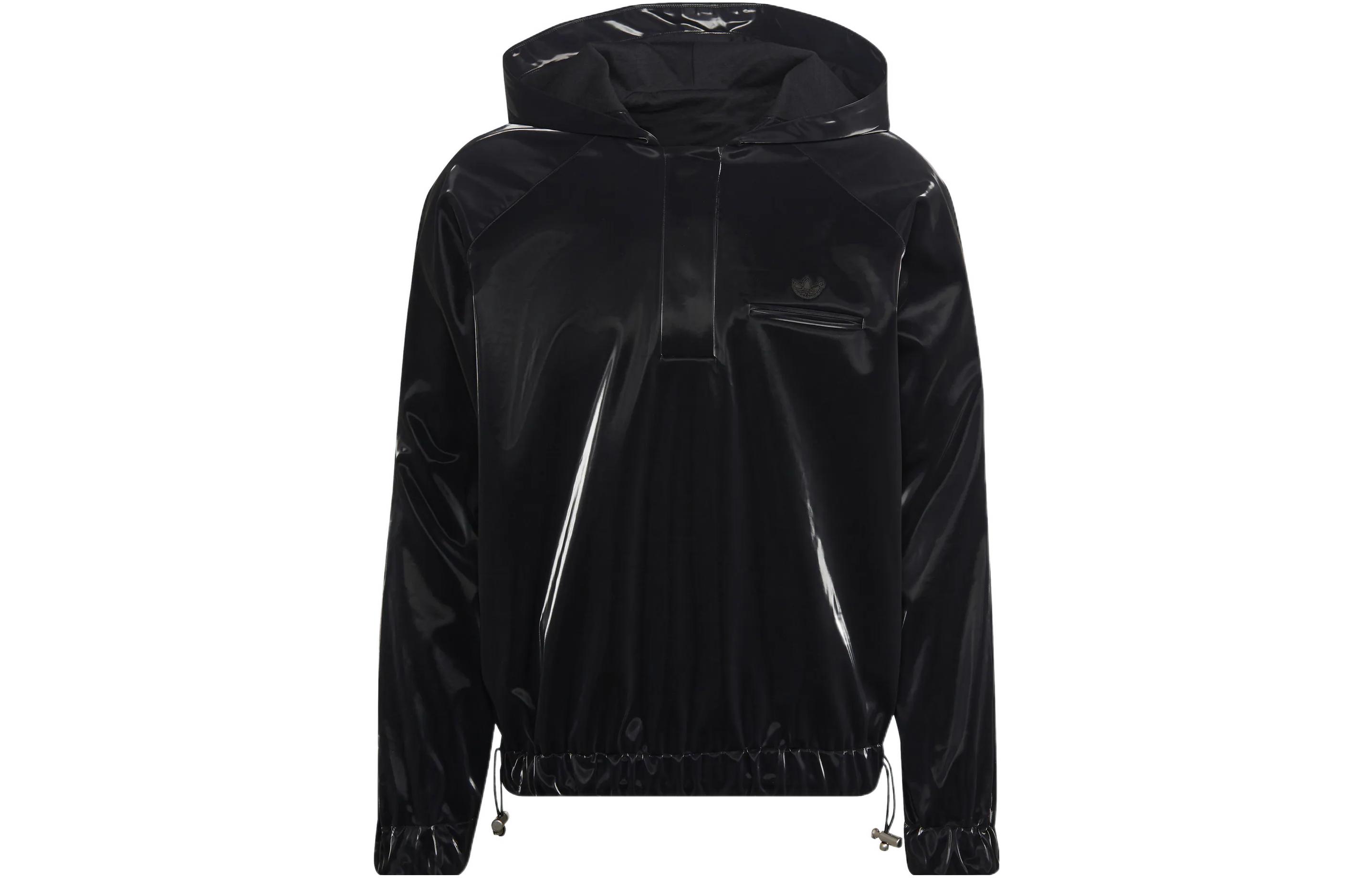 adidas Originals Blue Version Half-Zip Hoodie Black Unisex Pullover HN0999